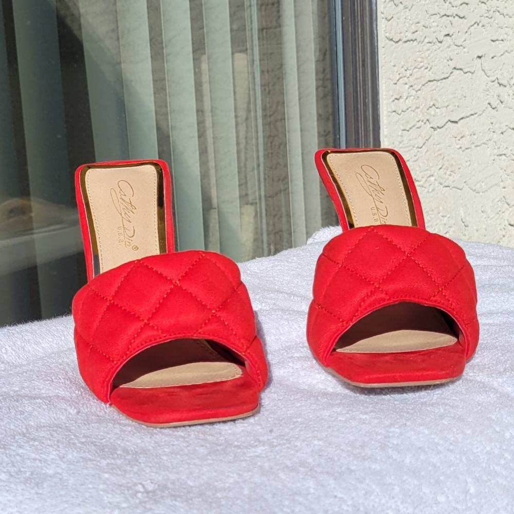 * FashionNova Red Suede Stiletto Heels